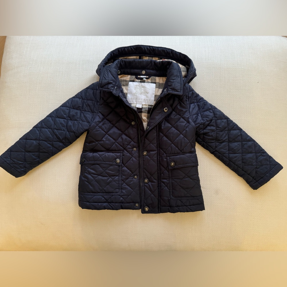 Authentic Kids Quilted Burberry Jacket in Navy Blue